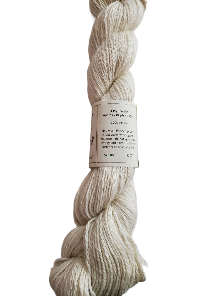 Luxurious White Alpaca Yarn 3-Ply Super Soft Cozy Knit