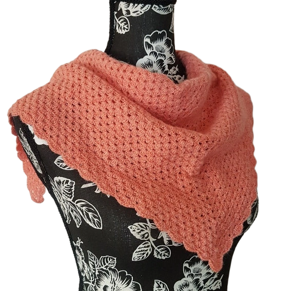 Salmon Serenade: Alpaca Neckerchief Shawl for a Touch of Color.