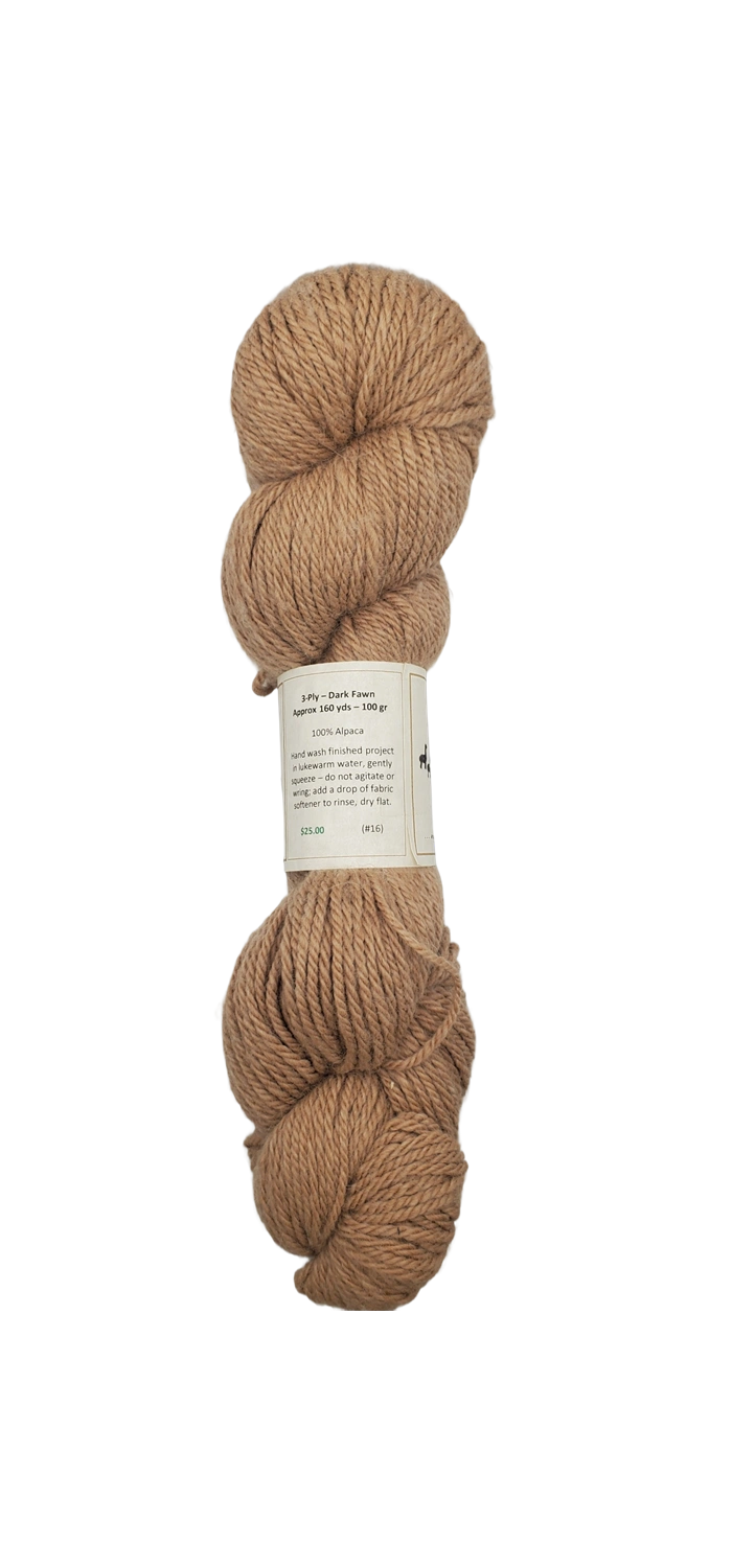 Luxurious Dark Beige Alpaca Yarn – 3 Ply, 100% Softness & Warmth (SKU 16)